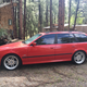 Bright red car + beautiful forest = incredible pictures, guaranteed.